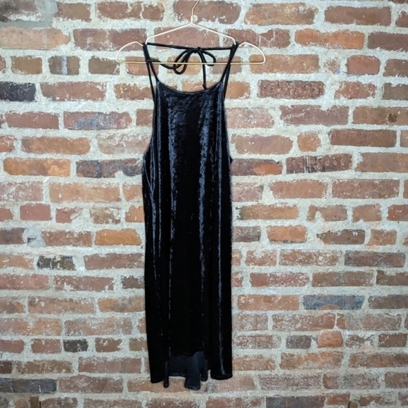 Alter'd State Small Black Crushed Velvet Spaghetti Strap Short Dress‎ - Picture 1 of 9
